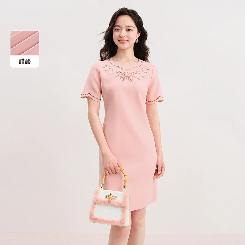 【惬意时光】珂莱蒂尔圆领连衣裙气质复古裙子长款中式夏季中国风