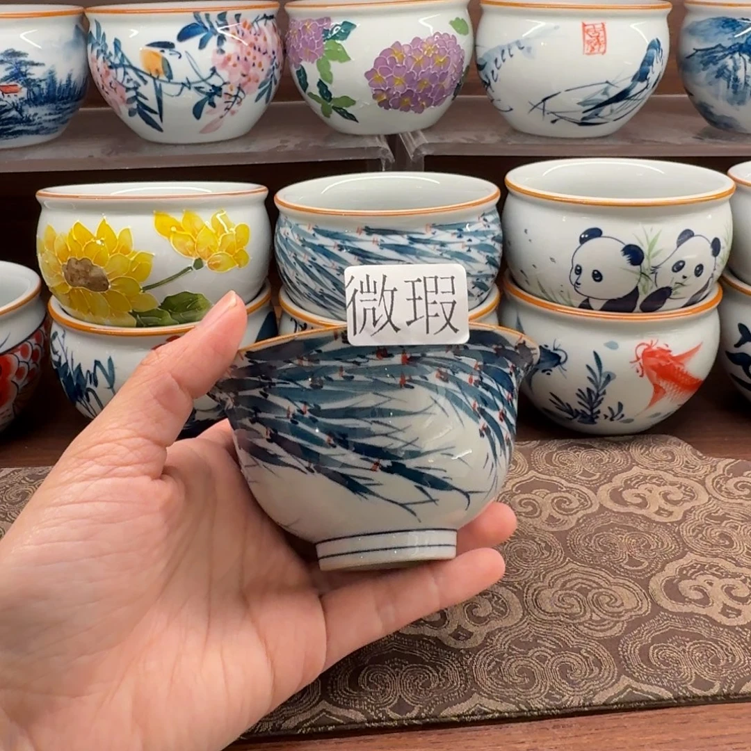 釉下手绘茶具微瑕
