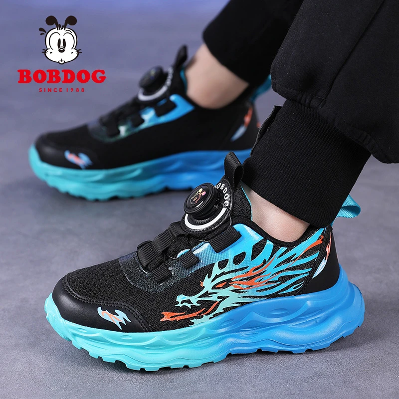 巴布豆男童鞋子春秋季2025新款网面透气儿童运动中大童轻便跑步鞋