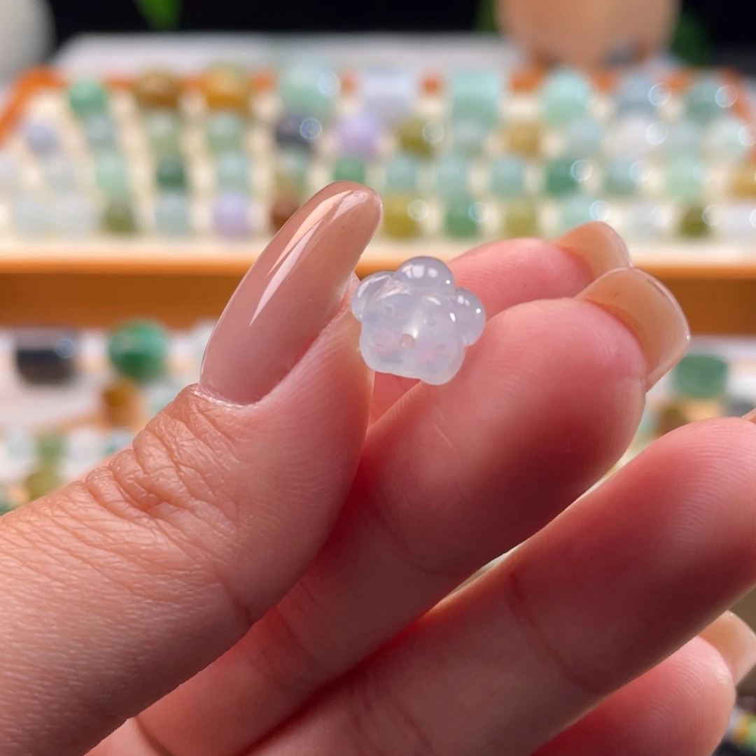 未镶嵌定制翡翠天然缅甸翡翠a货冰紫莲花纹9+