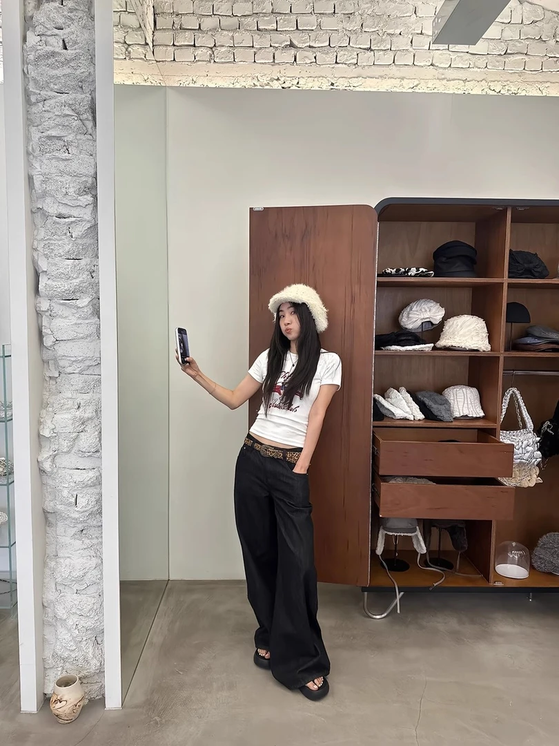 ONEXH·IN choose u2025夏季显瘦黑色牛仔裤女百搭韩版阔腿裤长裤