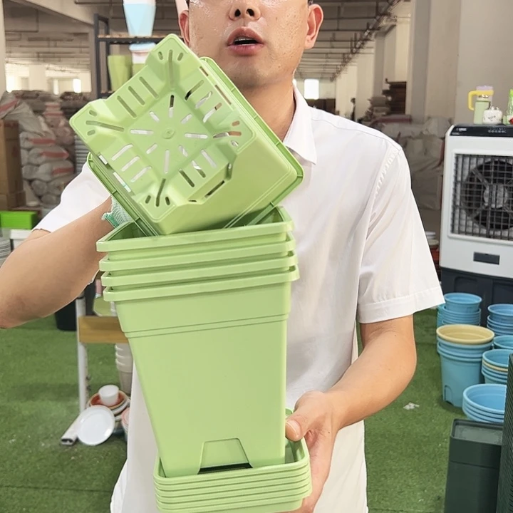 正品方盆口16高18果绿5只带托