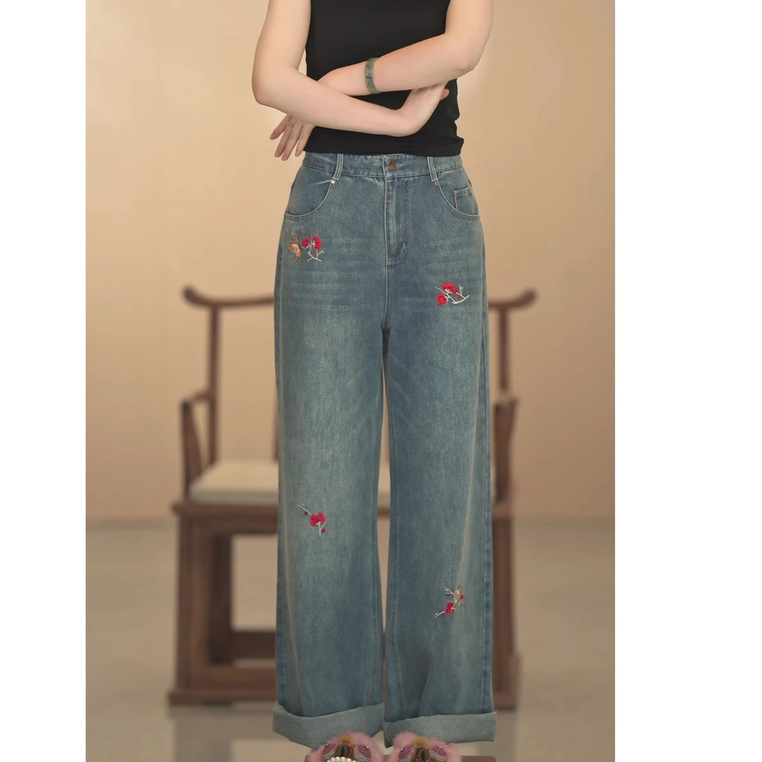 「蝴蝶自来」百搭休闲裤宽松裙裤子百搭长裤显瘦飘逸垂感直筒复古