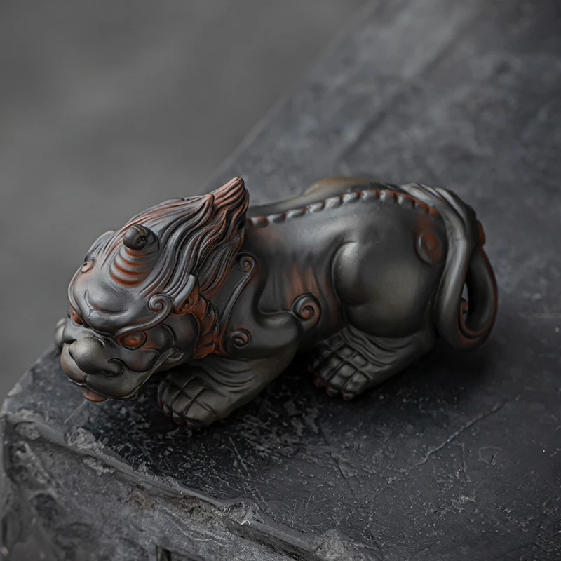 紫陶可养招财茶具茶桌茶宠摆件精品禅意茶道茶台装饰貔貅大号茶玩