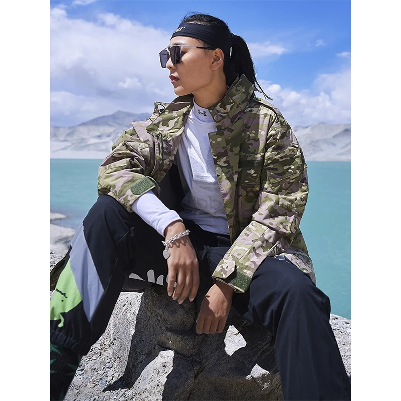 北京森林户外原创休闲防水迷彩宽松工装风登山冲锋衣情侣男女式