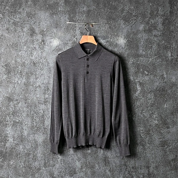EMPORIO ARMANI阿玛尼EA羊毛纽扣男士长袖polo衫01M65M0167M629