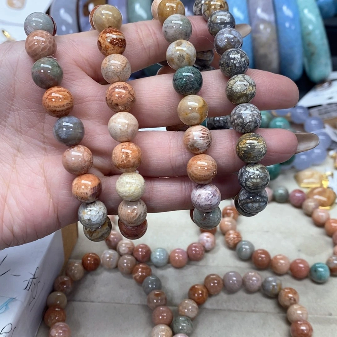 硅化珊瑚（珊瑚玉）手链未镶嵌我***肉373