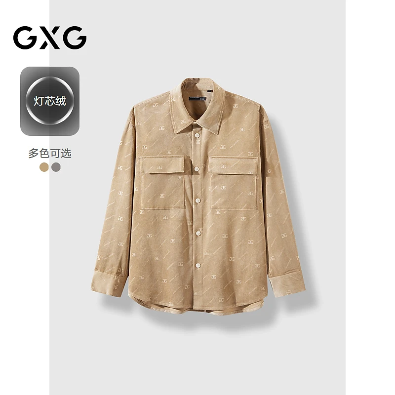 2024年秋季新品GXG灯芯绒舒适满印休闲长袖衬衫男#G24D033036