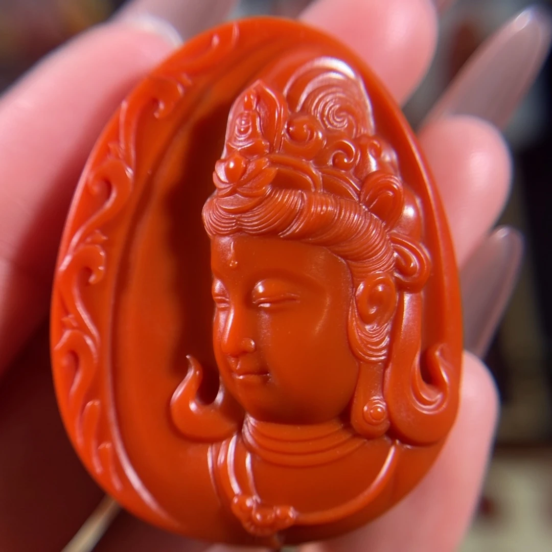 南红玛瑙未镶嵌观音42.7*33.8