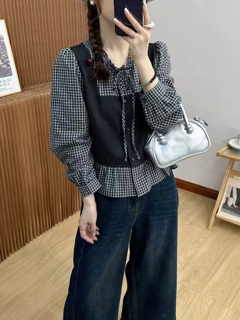 【500-550号】秋冬季新款时尚减龄长袖内搭衬衫女百搭打底衫小外套