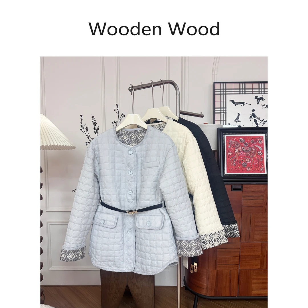 Wooden Wood“静态温室”中长款设计感腰带显瘦保暖羽绒服P25665