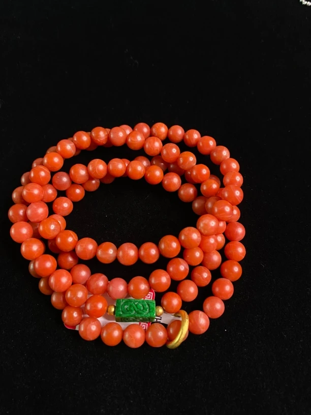 云南保山南红手链5.5mm多圈手链 项链两用款 时尚百搭红色珠珠