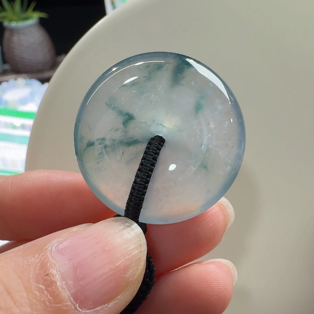 翡翠未镶嵌手链高冰飘花平安扣
