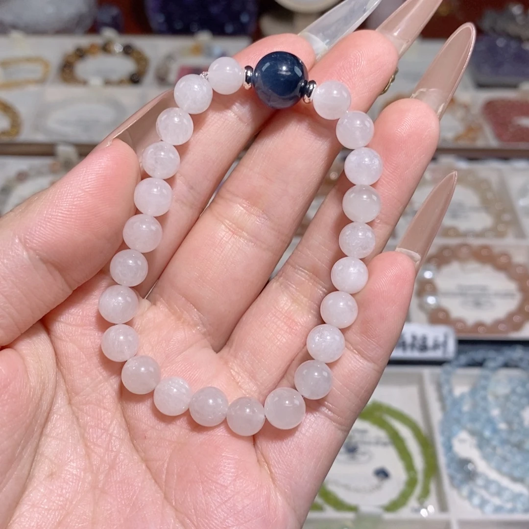 水晶未镶嵌手串白兔毛