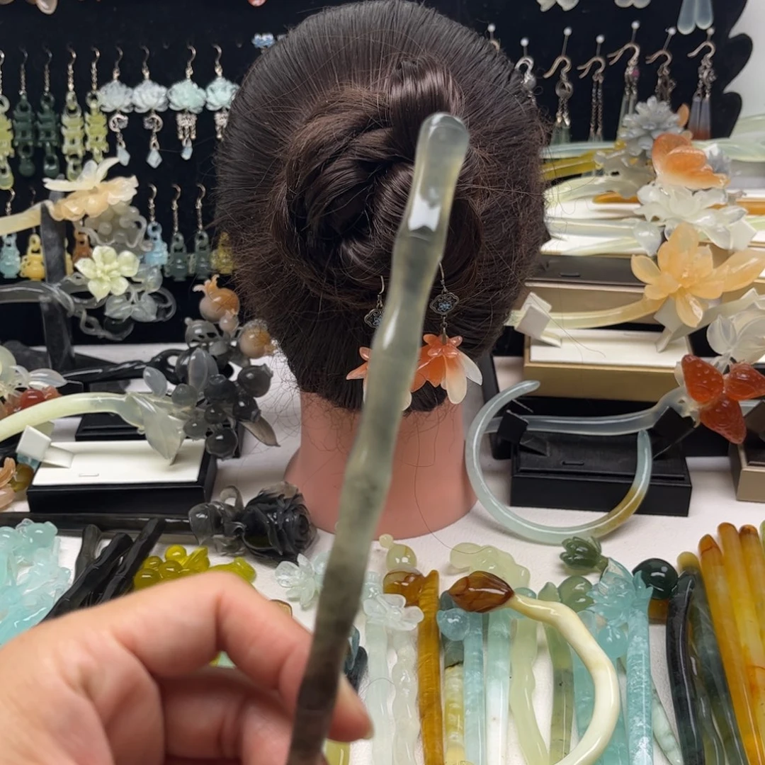 蛇纹石玉合金发饰