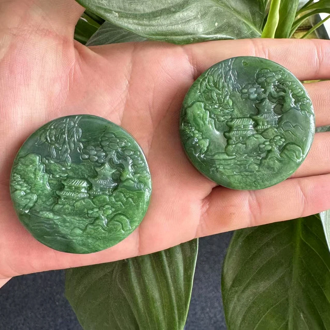 【老李严选】和田玉碧玉山水牌吊坠 拍一发一多样性发其一D297