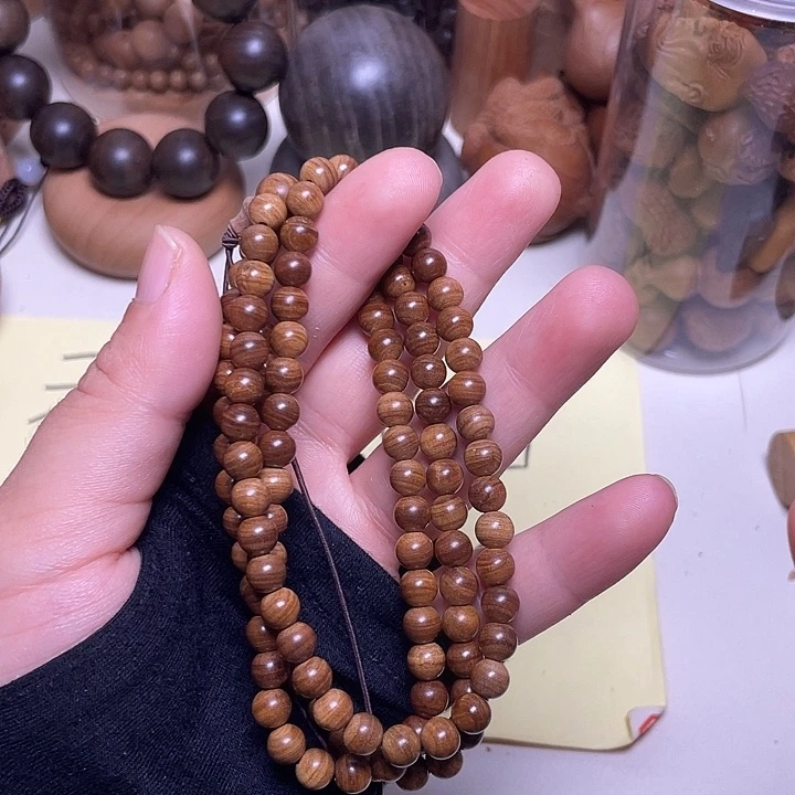 檀香木手串/手链老山檀香0.6/108横纹虎皮沉玉化料