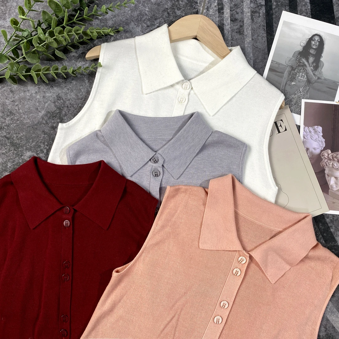 【大婷】2025夏季不起球马甲时尚毛针织衫短款无袖休闲春秋25127