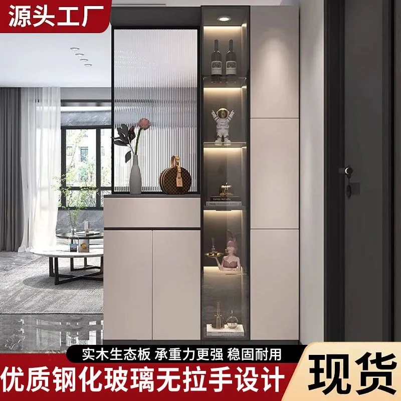 生态板钢化玻璃耐用承重力入户玄关柜鞋柜一体靠墙正对门客厅酒柜