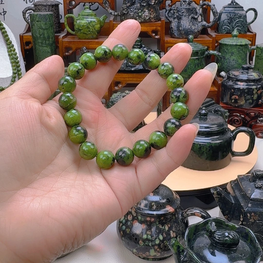 语***启未镶嵌蛇纹石玉藏玉药王石茶壶