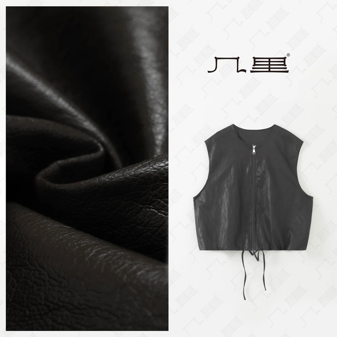 几里与麻 复古百搭宽松皮马甲 衣长55 胸围129 2062262