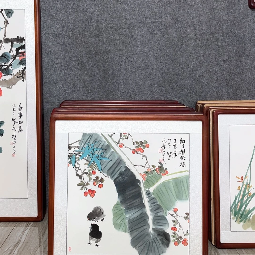 国画书画作品带框63×63