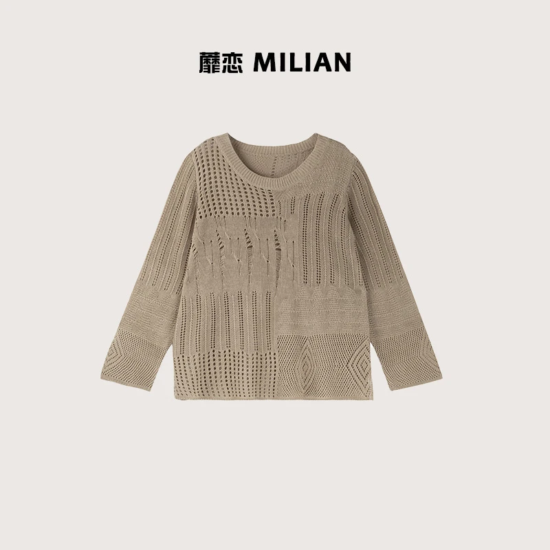 【暖韵】针织镂空破洞罩衫-F366