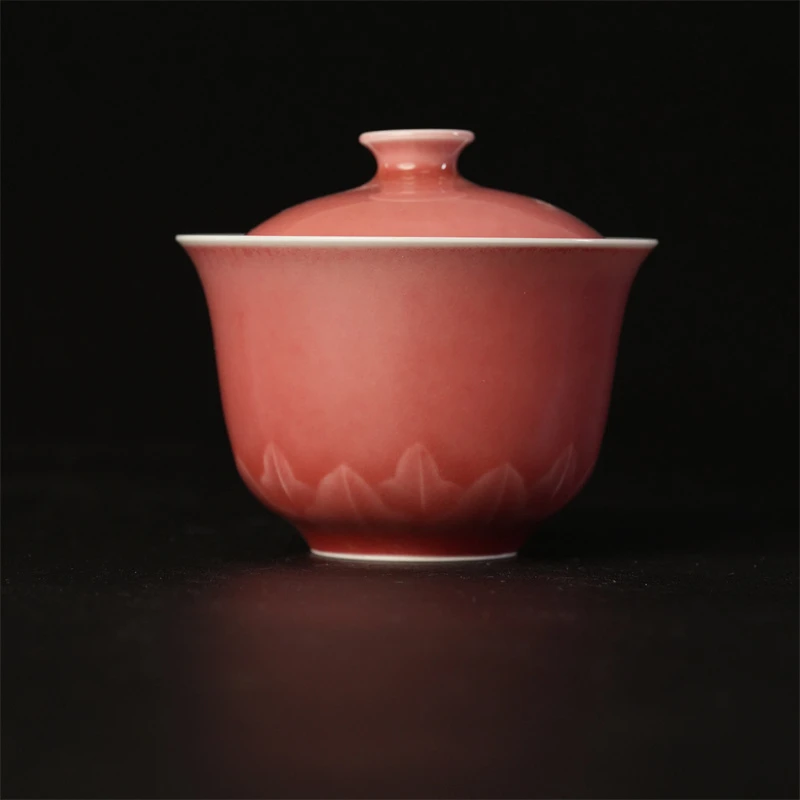 SH-2021[学茶严选]豇豆红蕉叶盖碗