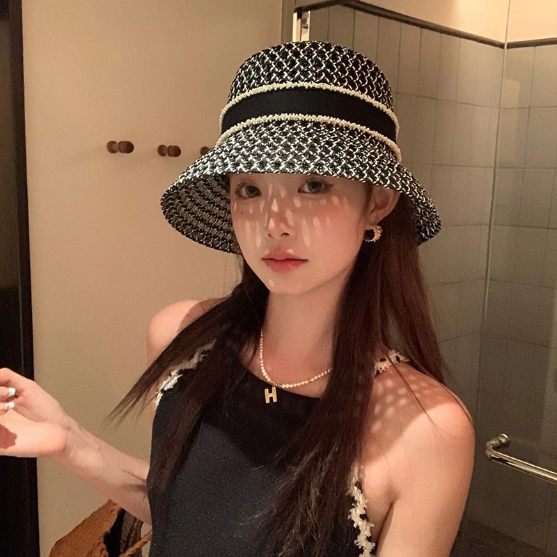 『精致感』小香风气质渔夫帽子女时尚百搭显脸小防晒遮阳编织盆帽