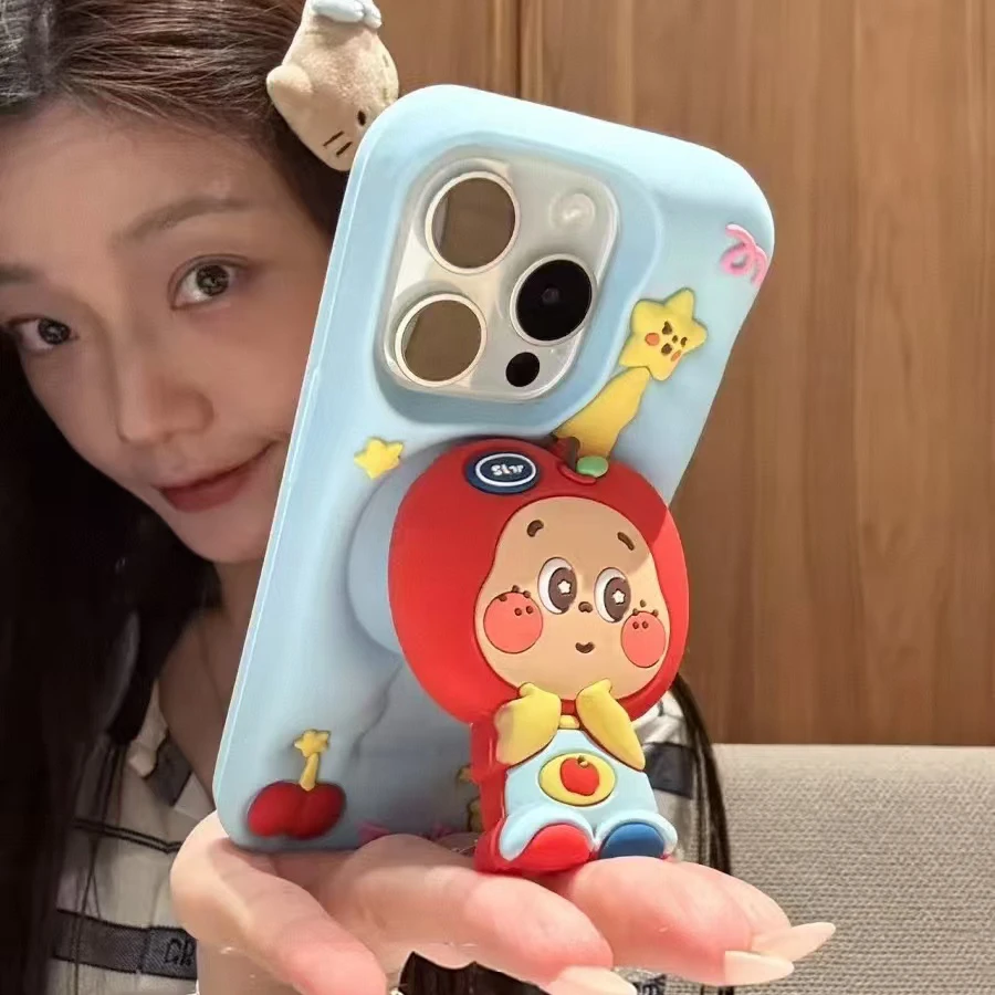 苹果头套星星人硅胶壳适用于iPhone16promax手机壳15少女14可爱13