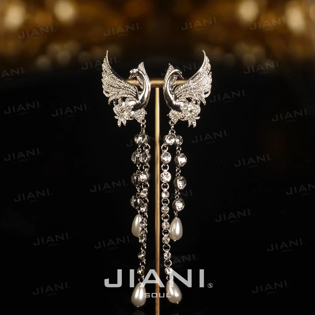 合金耳饰 JIANI【高定灵魂美学希腊神话“丽达与天鹅”优雅】耳饰