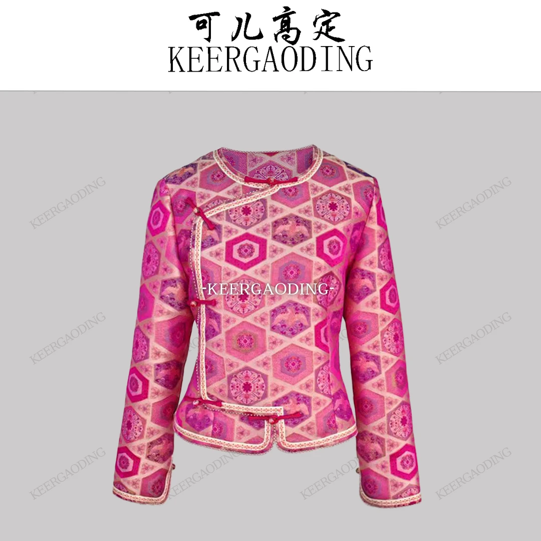 【可儿•高定】牡丹芳香非遗唐锦高端新中式设计师桑蚕丝外套JC7395