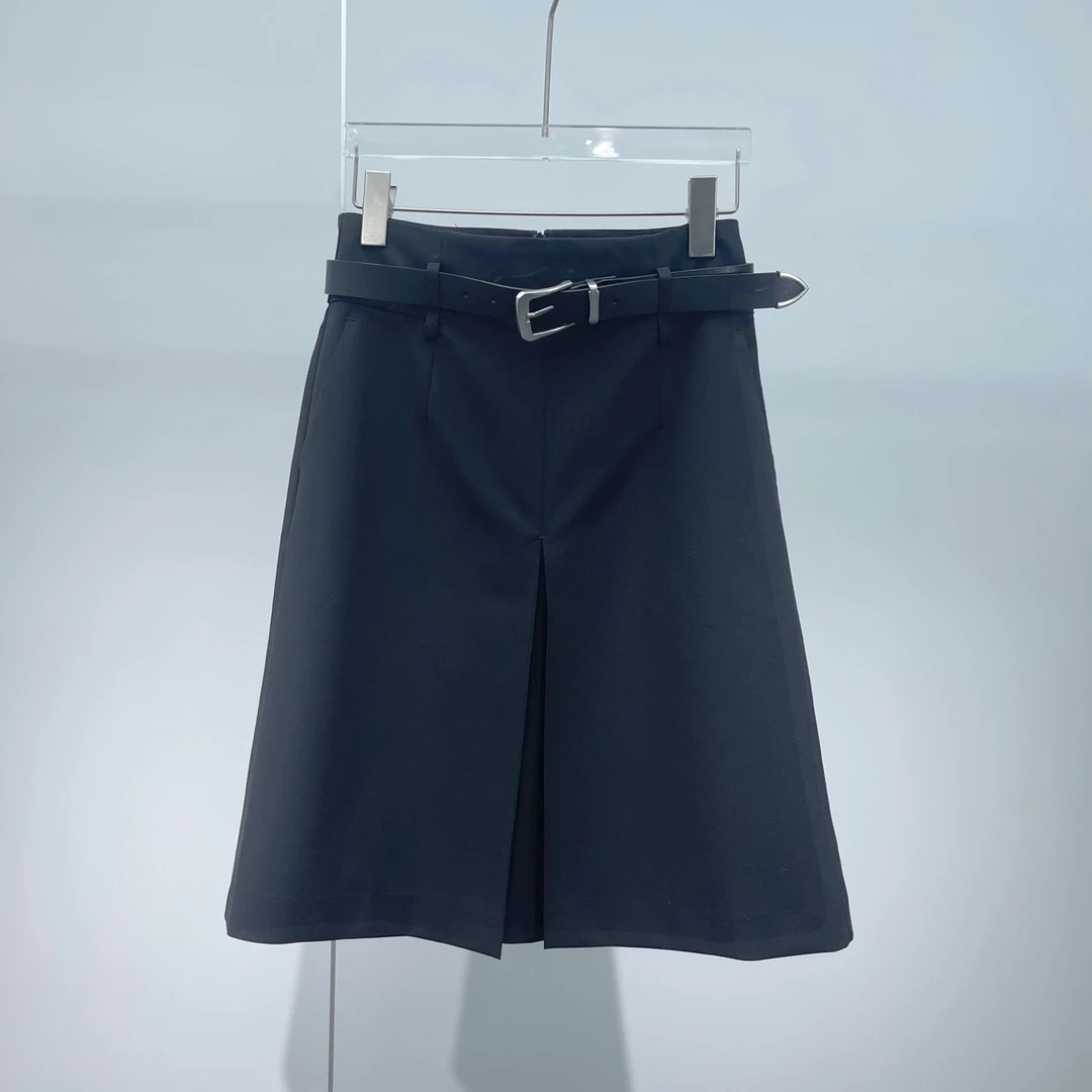 艾家 2025 新款 百搭洋气气质前开叉A版半裙3527