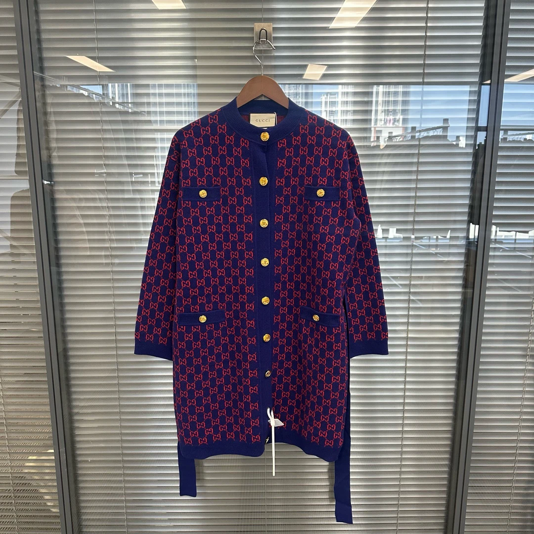 未使用 GUCCI/古驰 满印羊毛连衣裙开衫 全新 xs码 #ss6750