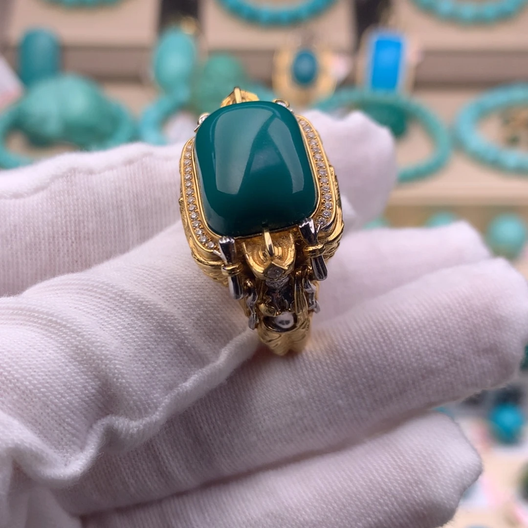 绿松石18K金镶嵌珠宝奇石