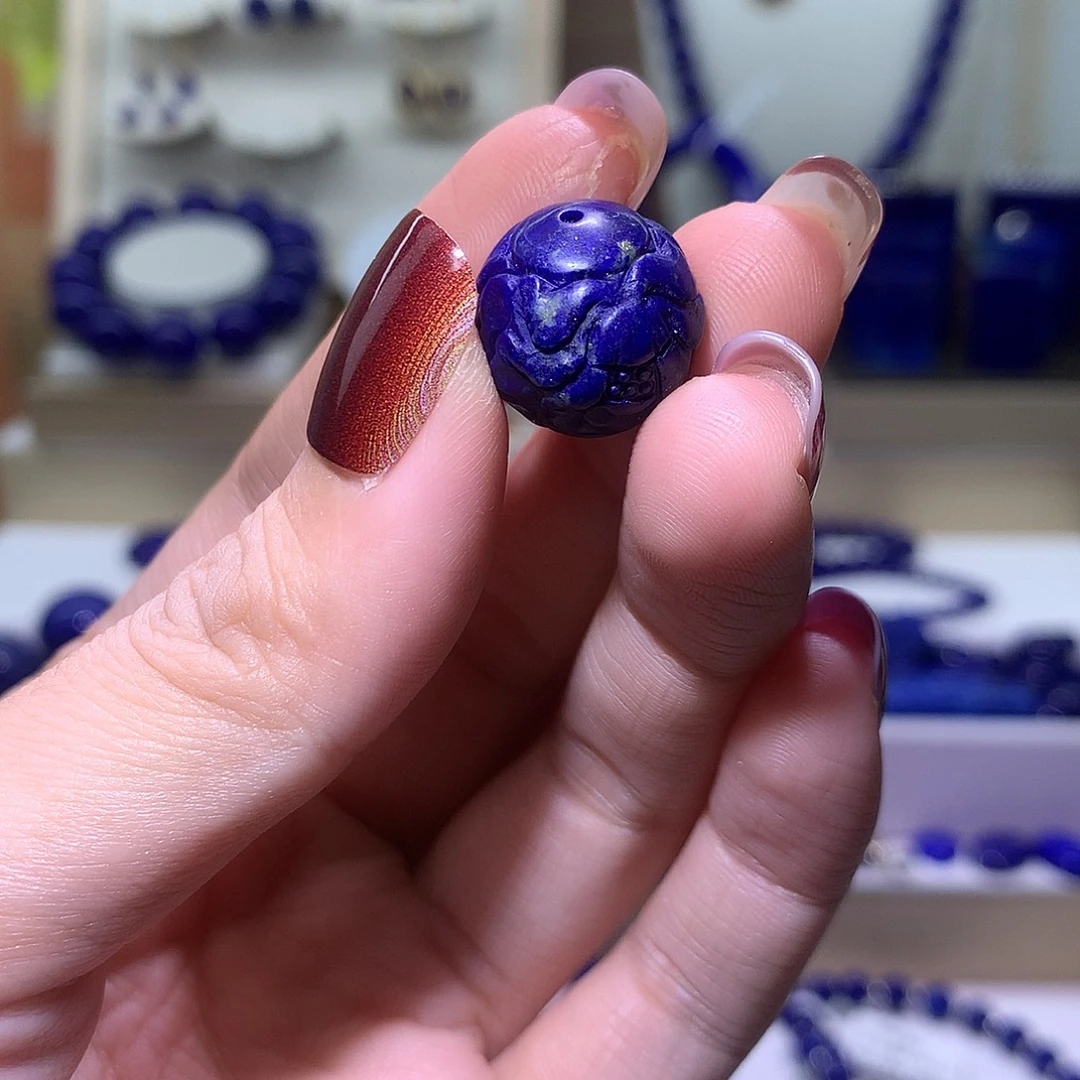 青金石未镶嵌天然原矿回纹珠15.3 m