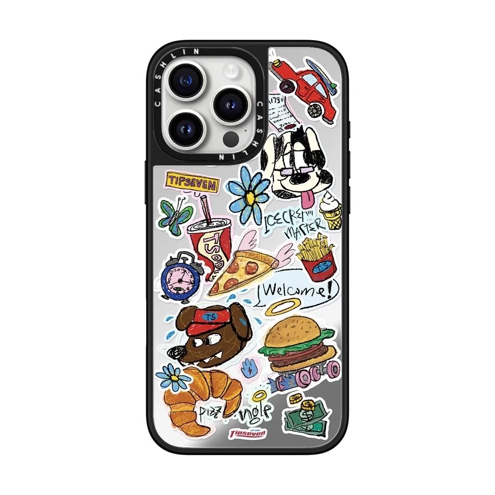 餐厅营业中适用iPhone16promax镜面手机壳苹果15轻奢14男款13涂鸦