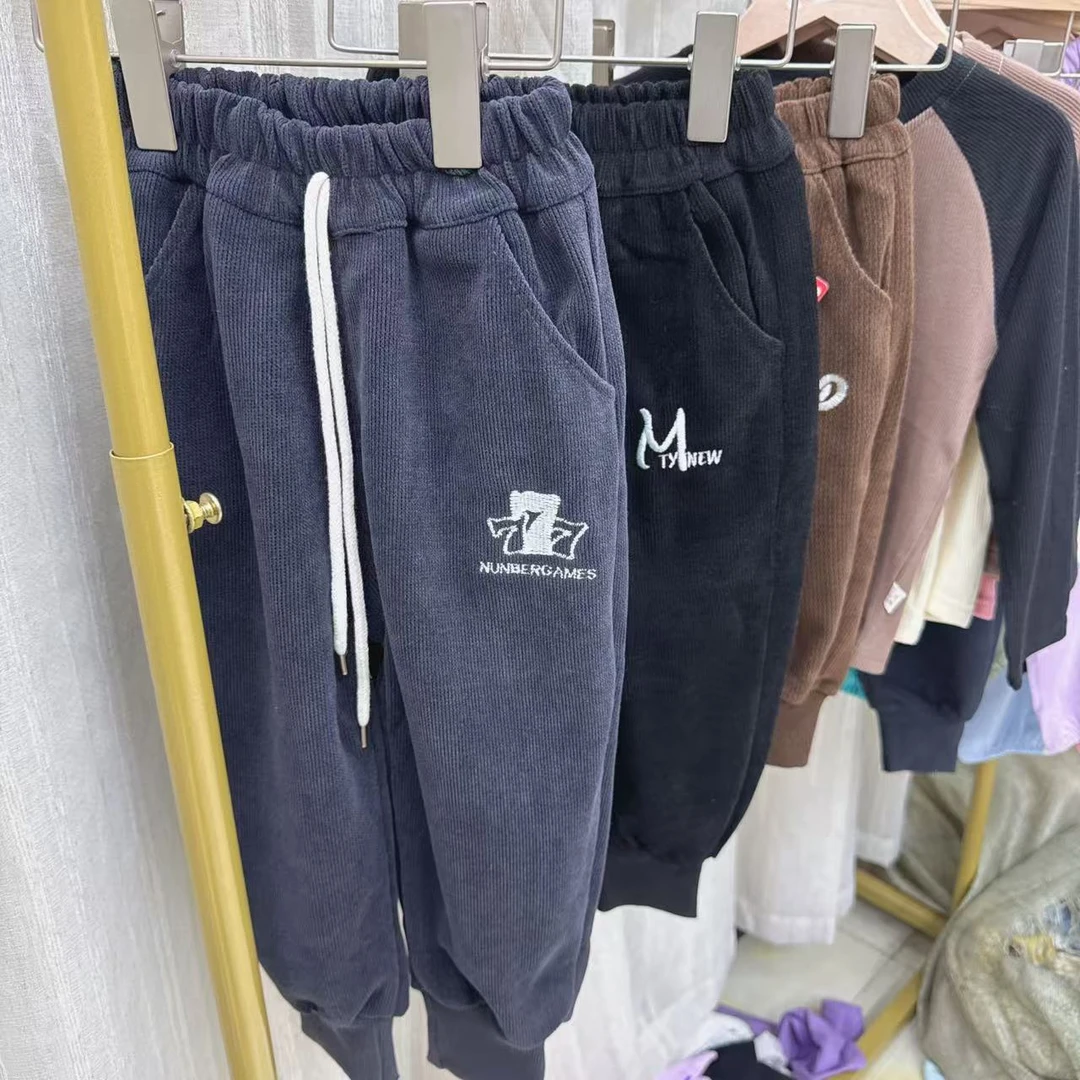 2025儿童春秋新款欧棉绒裤子包边新货