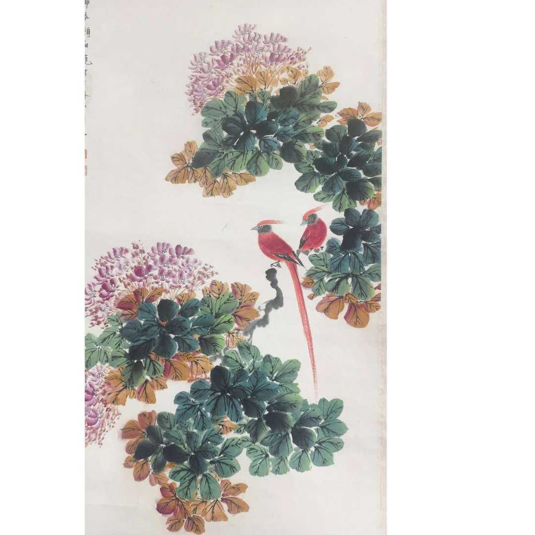 颜 花鸟立轴 100 50 4.5平尺