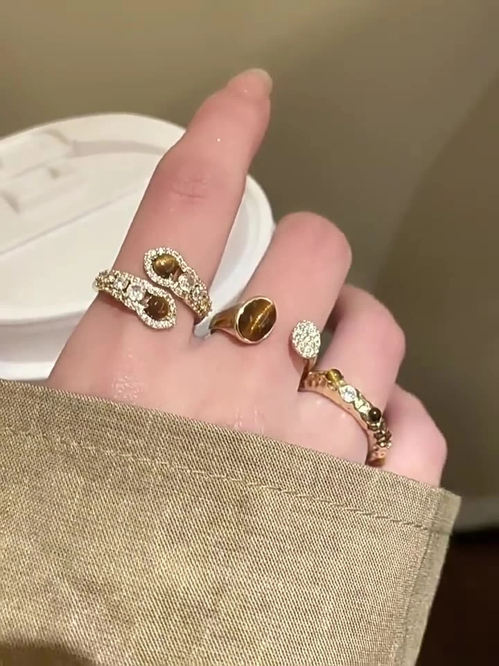 【秋日好礼】美拉德蛇形虎眼开口戒指女高级独特设计复古轻奢指环女