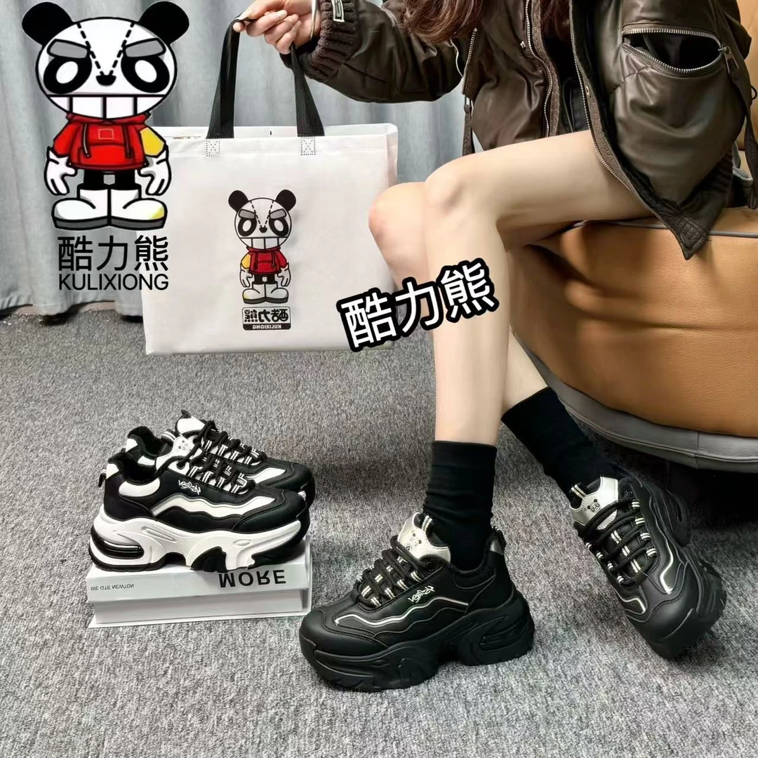 熊猫气垫  酷力熊2025新款厚底气垫老爹鞋百搭休闲鞋女鞋007