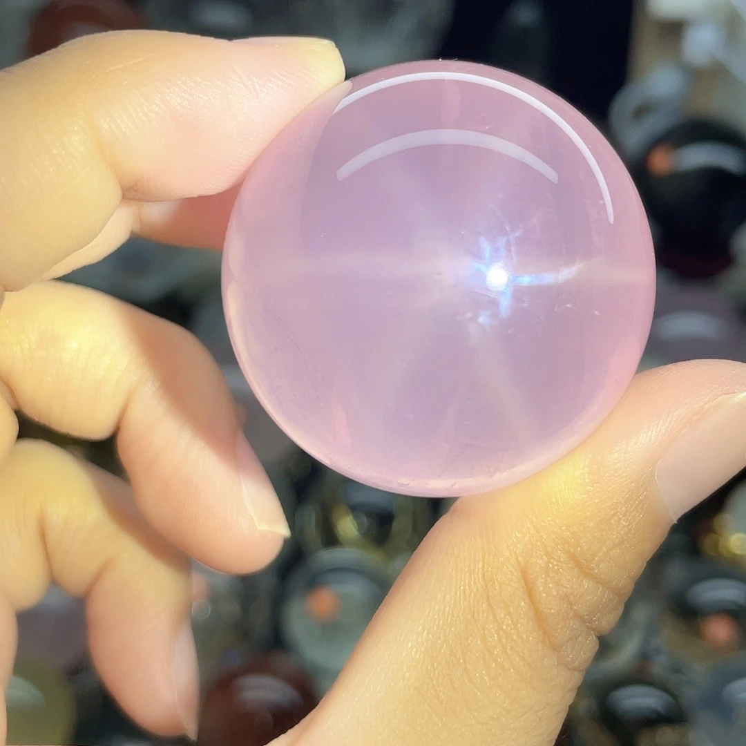 未镶嵌珠宝半成品水晶粉水晶卡4六芒星