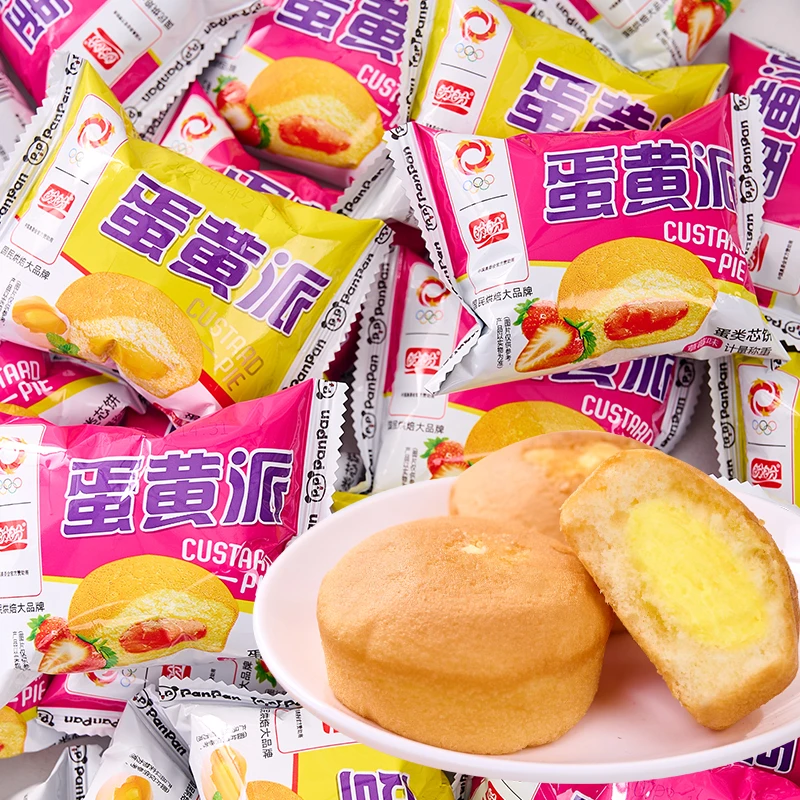 盼盼注心蛋黄派草莓味蛋黄味老式面包蛋糕点心下午茶充饥饱腹零食
