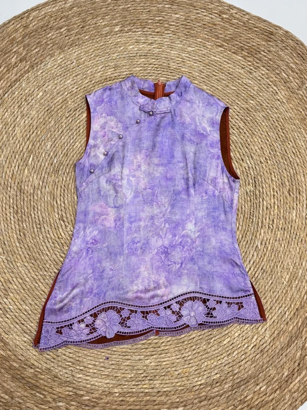 夏款无袖气质收腰显瘦国风上衣（不可机洗）