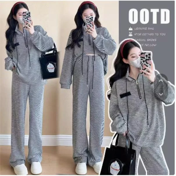 CP39孕妇灰色产前产后两穿休闲套装 2XL110-140