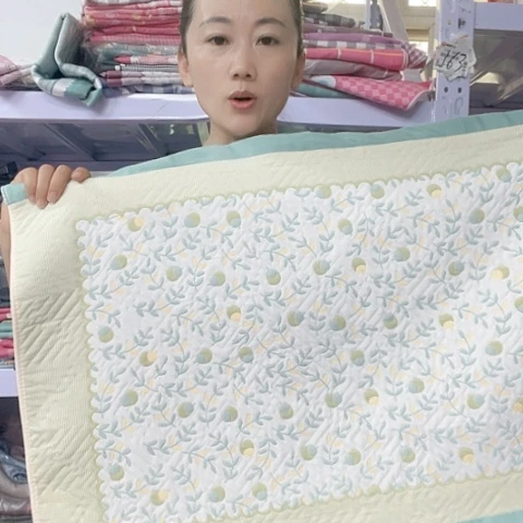 棉棉纱布绿色果实累累纯棉