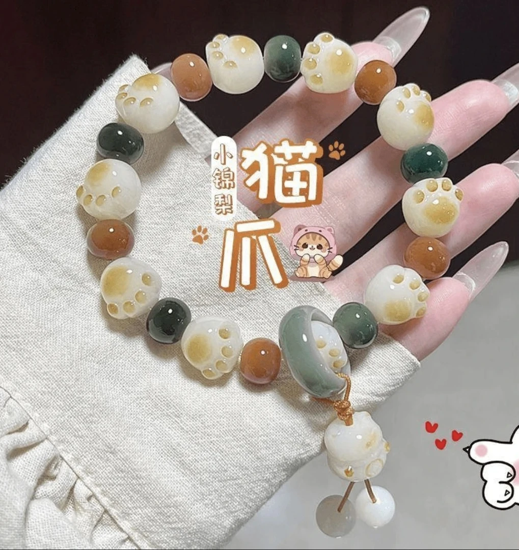 【招财猫】单圈菩提跑环炭烧猫咪女款菩提手串文玩