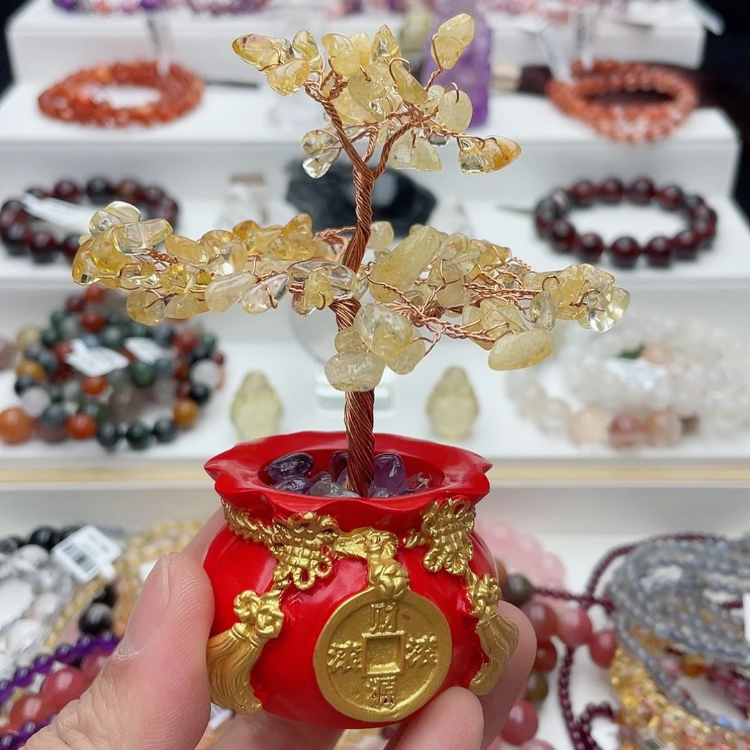 水晶手链未镶嵌招米树黄水晶
