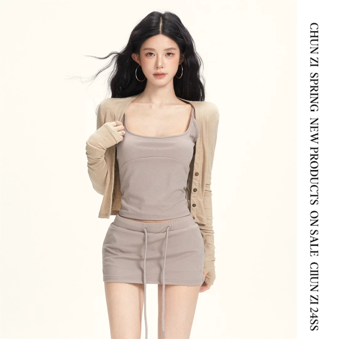 【CHUN ZI】春夏新款百搭针织开衫穿指长袖上衣