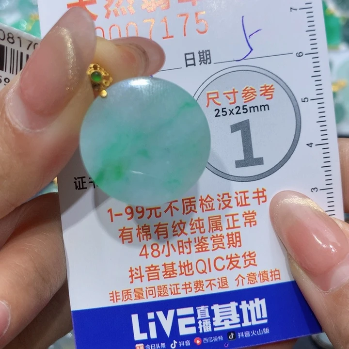 翡翠颈饰18K金镶嵌圆牌